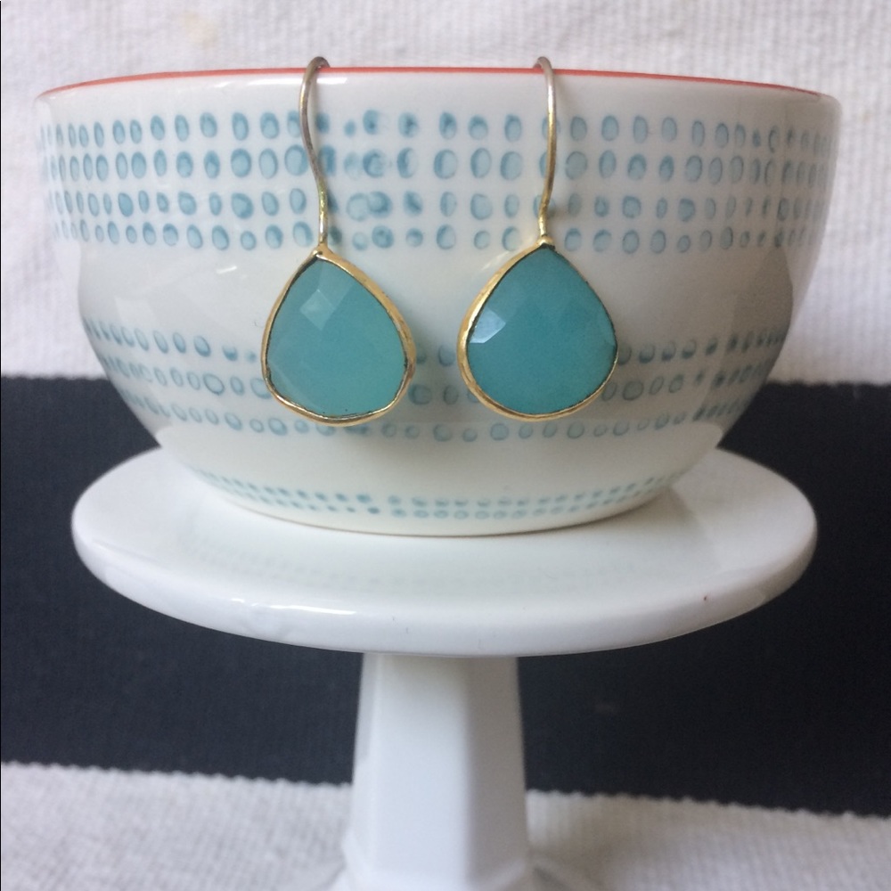 Gold and Turquoise Stone Earrings